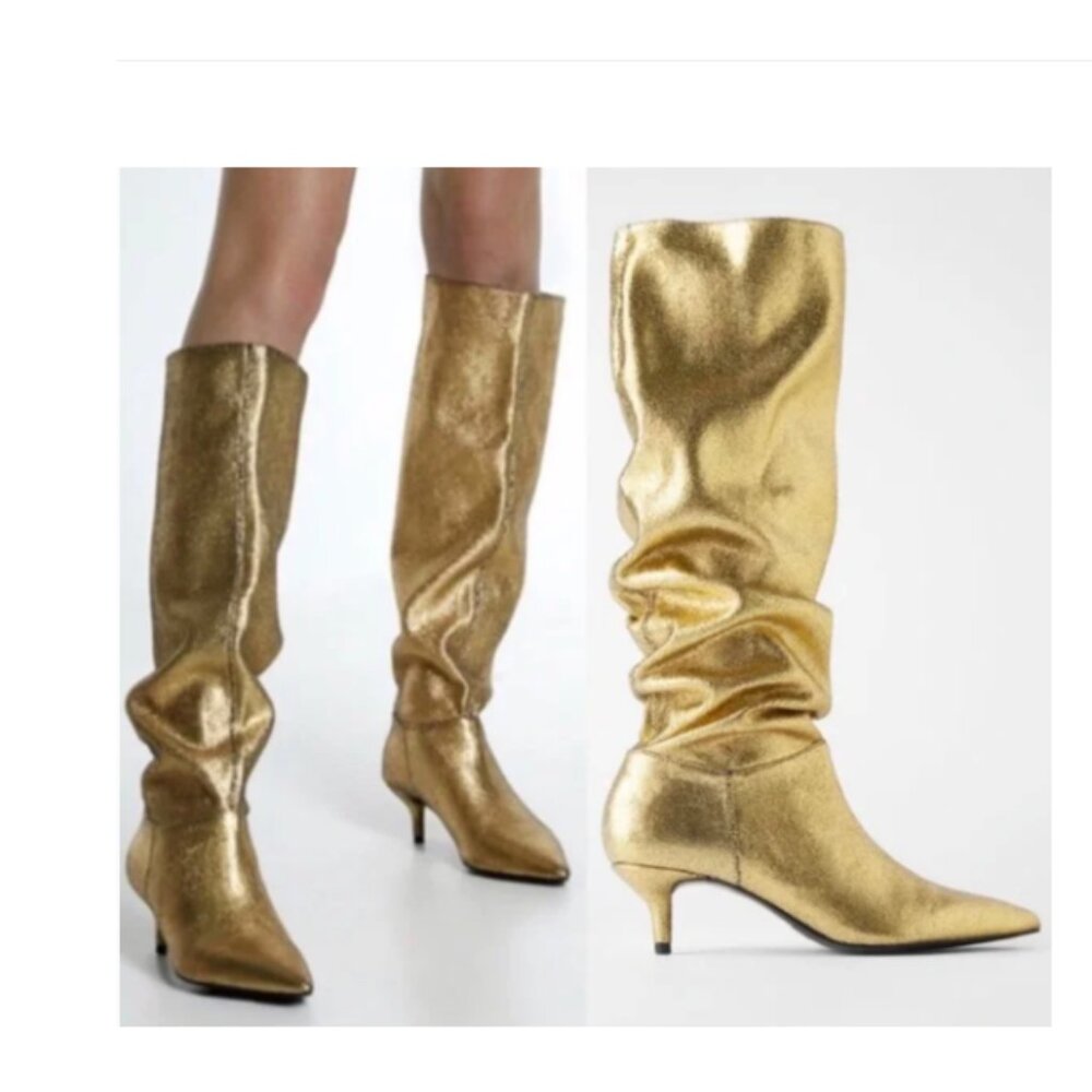 Zara Gold Metallic Boots